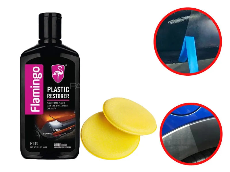 Flamingo Car Plastic Restorer Shiner Polish Plastic Bumper Fender Dashboard Plastic Shine Restorer-300-ml.